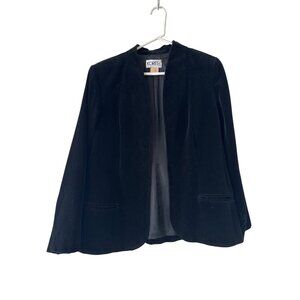 Whimsigoth Vtg Moody Koret Women's Black Velvet Open-Front Blazer Jacket Size 12